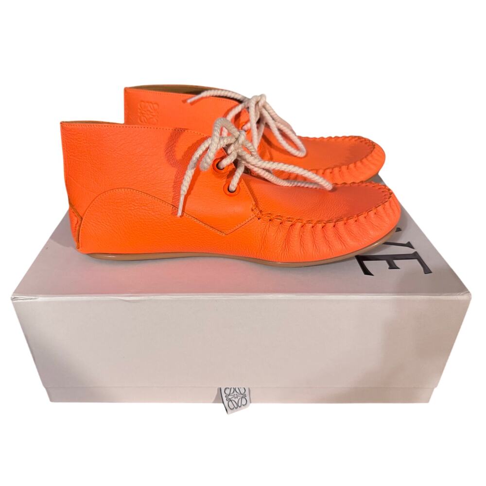 New Auth. Loewe Leather Lace Moccasins Booties Size 40 W/Box & Dust Bags - Picture 5 of 15